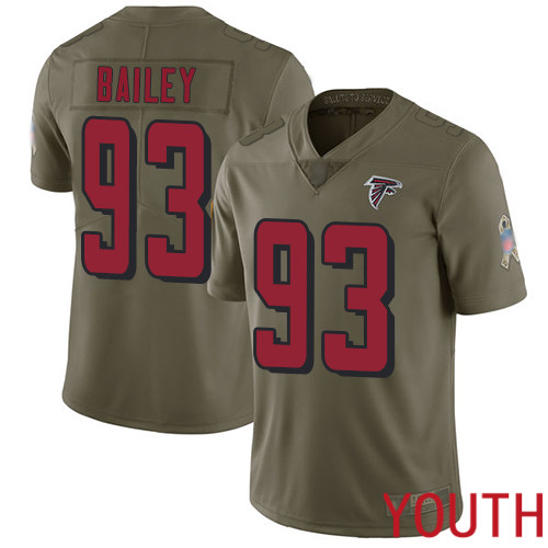 Atlanta Falcons Limited Olive Youth Allen Bailey Jersey NFL Football #93 2017 Salute to Service->youth nfl jersey->Youth Jersey